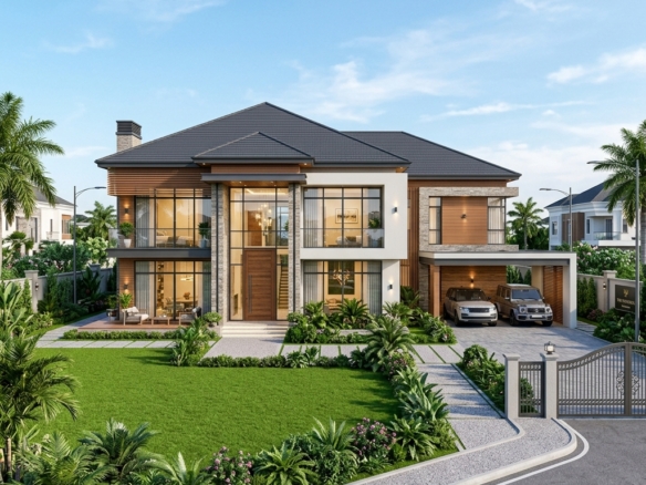 Double King Villa, Guzape 2 — 600 Sqm — 5 Bed Fully Detached Duplex + 2 Rooms BQ Plot